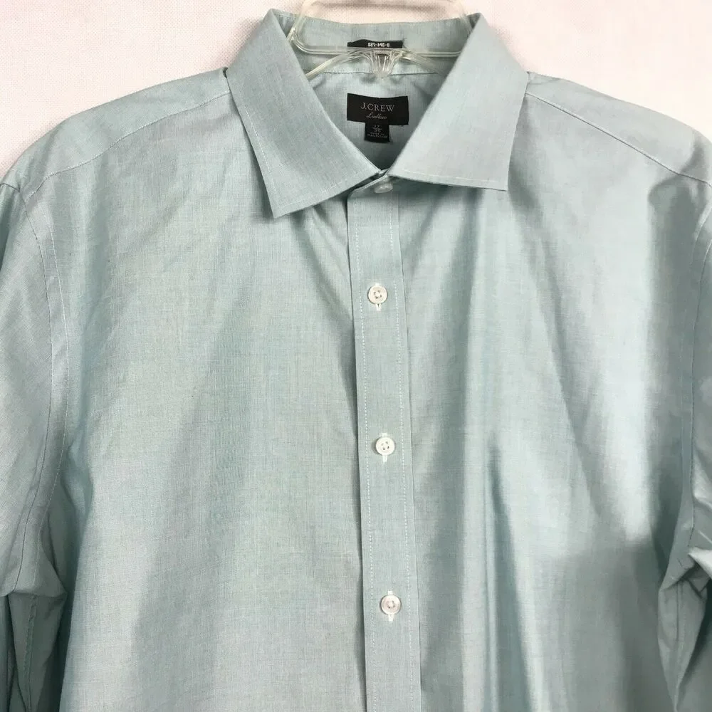J. Crew Shirt Mens Sz 17 35 Blue Cotton Ludlow Slim Fit Button‎ Up Dress